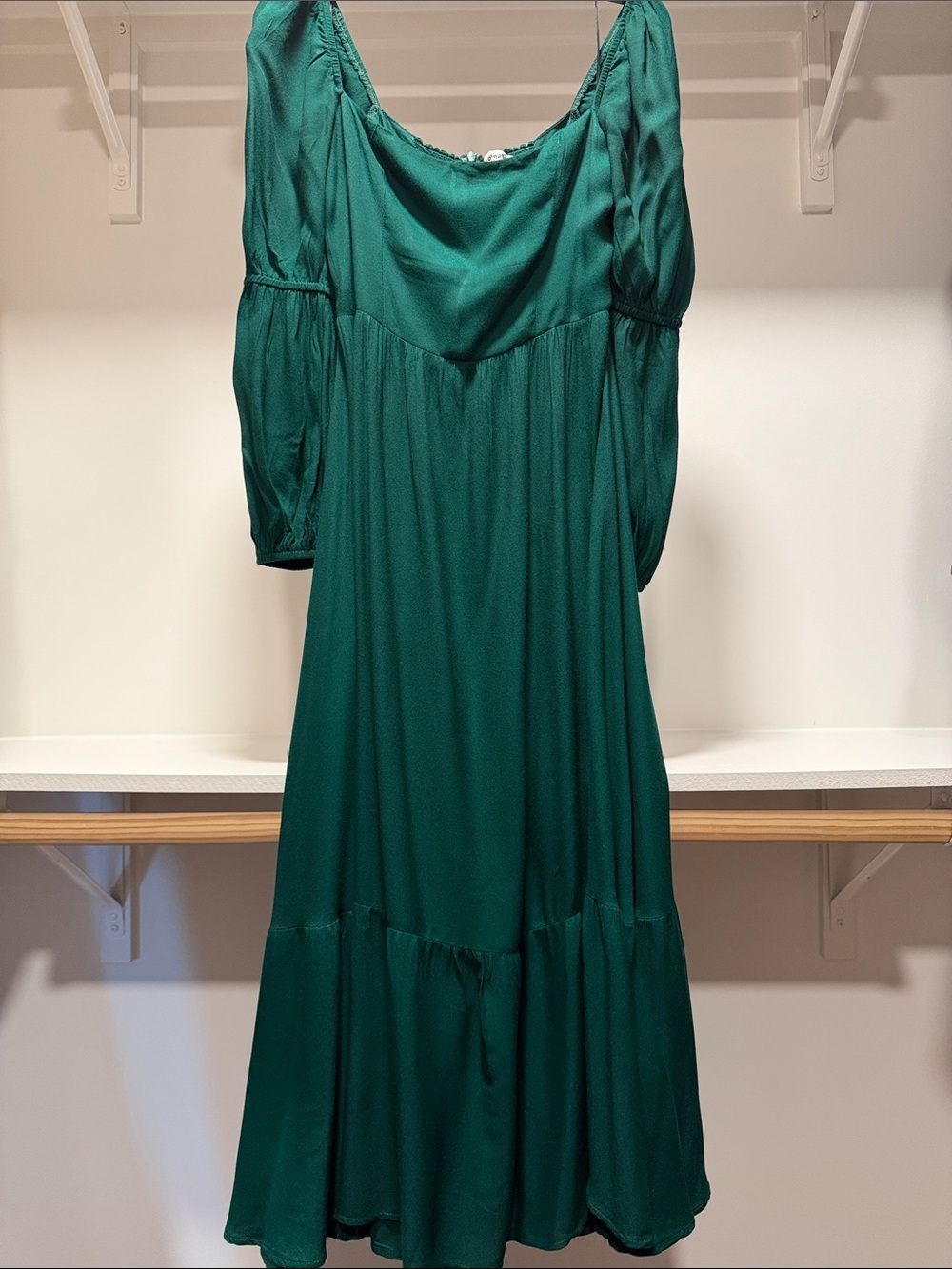 Reformation Deep Green Long Sleeve Midi Dress
